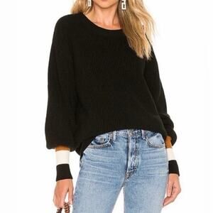 ALC Jasper Black Ribbed Cashmere Blend Sweater